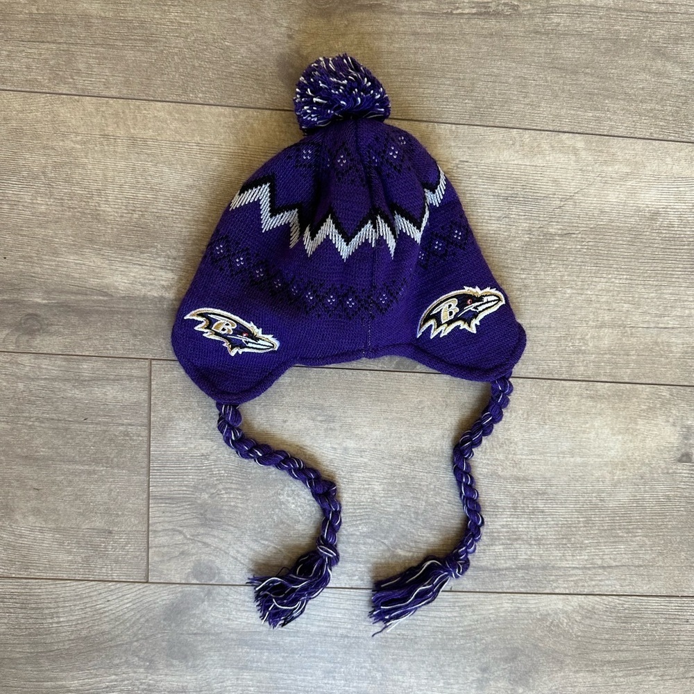 NFL Baby Baltimore Ravens Purple/Black Jacquard Tassel Knit Hat with Pom